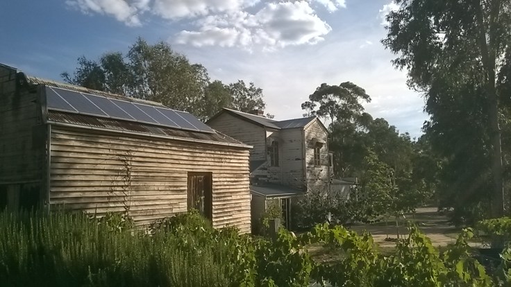 Solar panels on the outbuilding, The Avoca Project, Photo Anne Douglas