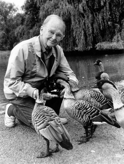 scott with nenes - saved from extinction